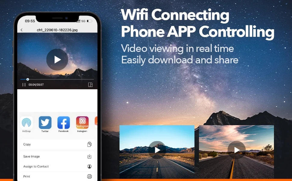 Loop Night Parking 2.5K WiFi, Control, WOLFBOX Monitor, Cam, Support Dash 24 Dash Recording, 64GB HD APP Camera Max Hours with Vision, G-Sensor, Full