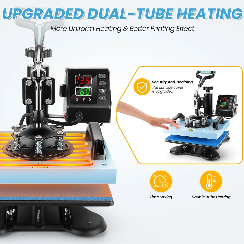 Printing Digital Degree 360 Transfer Sublimation, Away Precise Machine with T-shirts, Qhomic DIY Machine Control LCD Bags, Printing Heat 12x10in Swivel Tote Press Heat Mats for Transfer