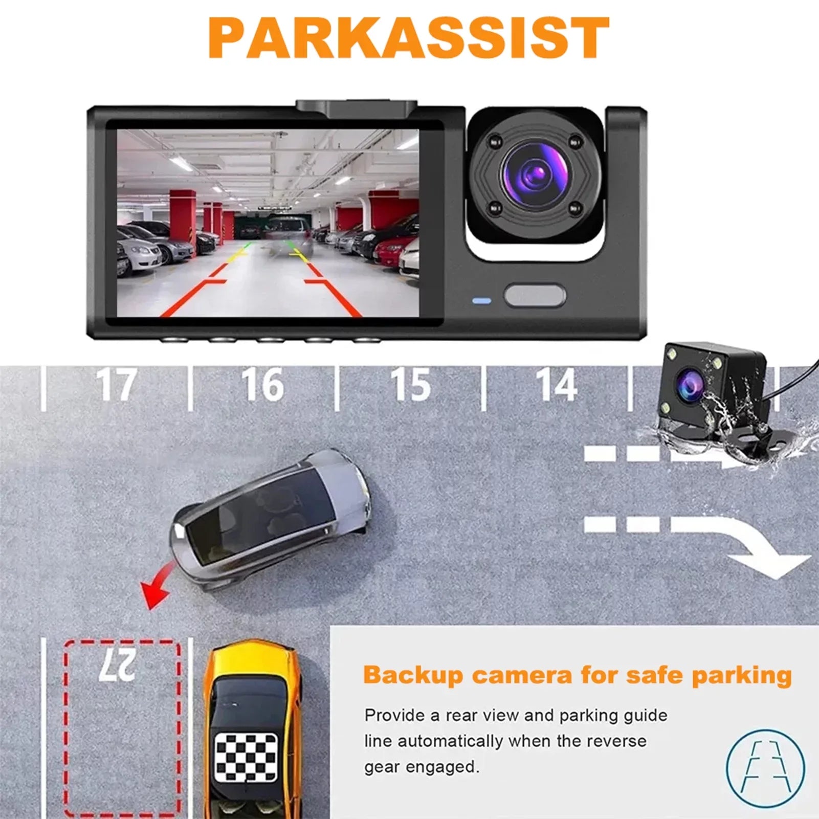 Vision Camera Rear, Cam and Mirror Apexeon Dash Front Night Design Car Rearview Recorder,