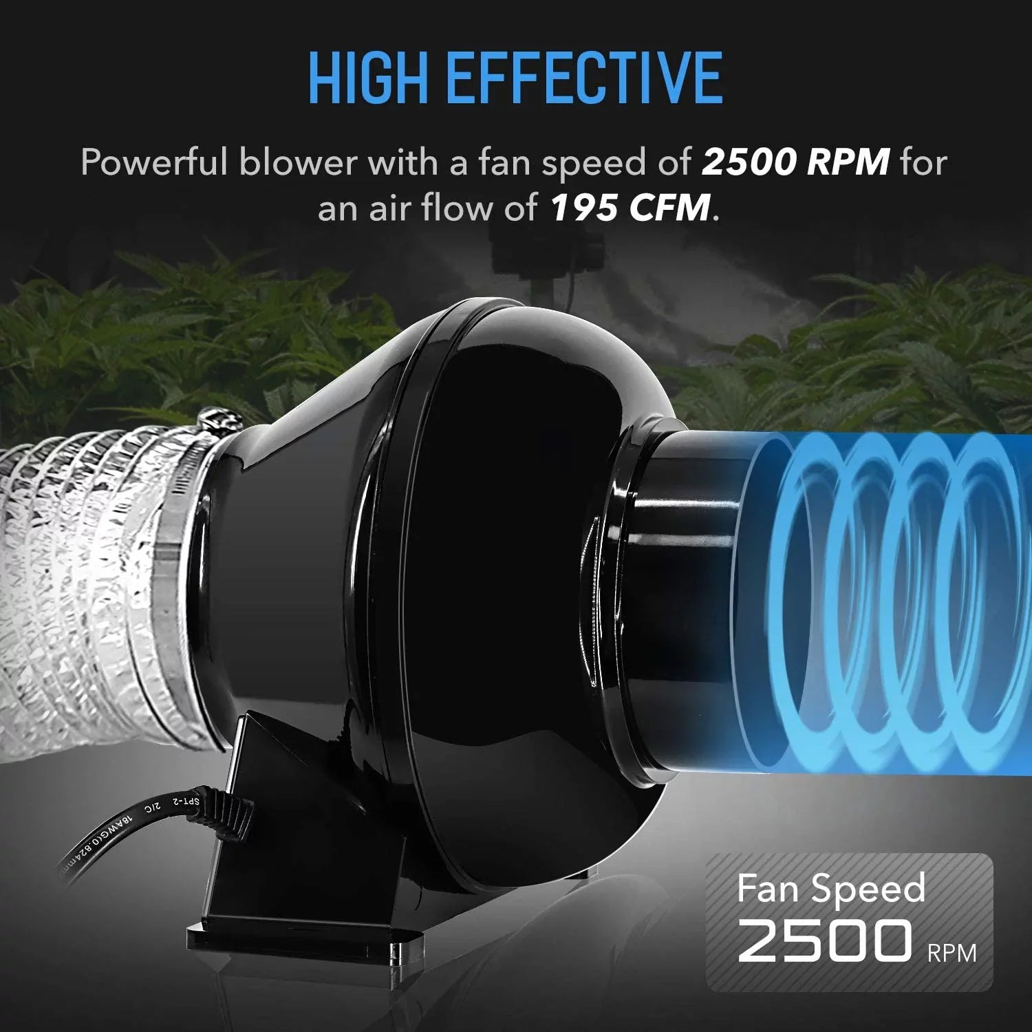 inch CFM 195 Grow Circulation 1-Pack Duct 4 Inline 4" Blower iPower Lite, Air Black, Fan Ventilation Vent for Tent,