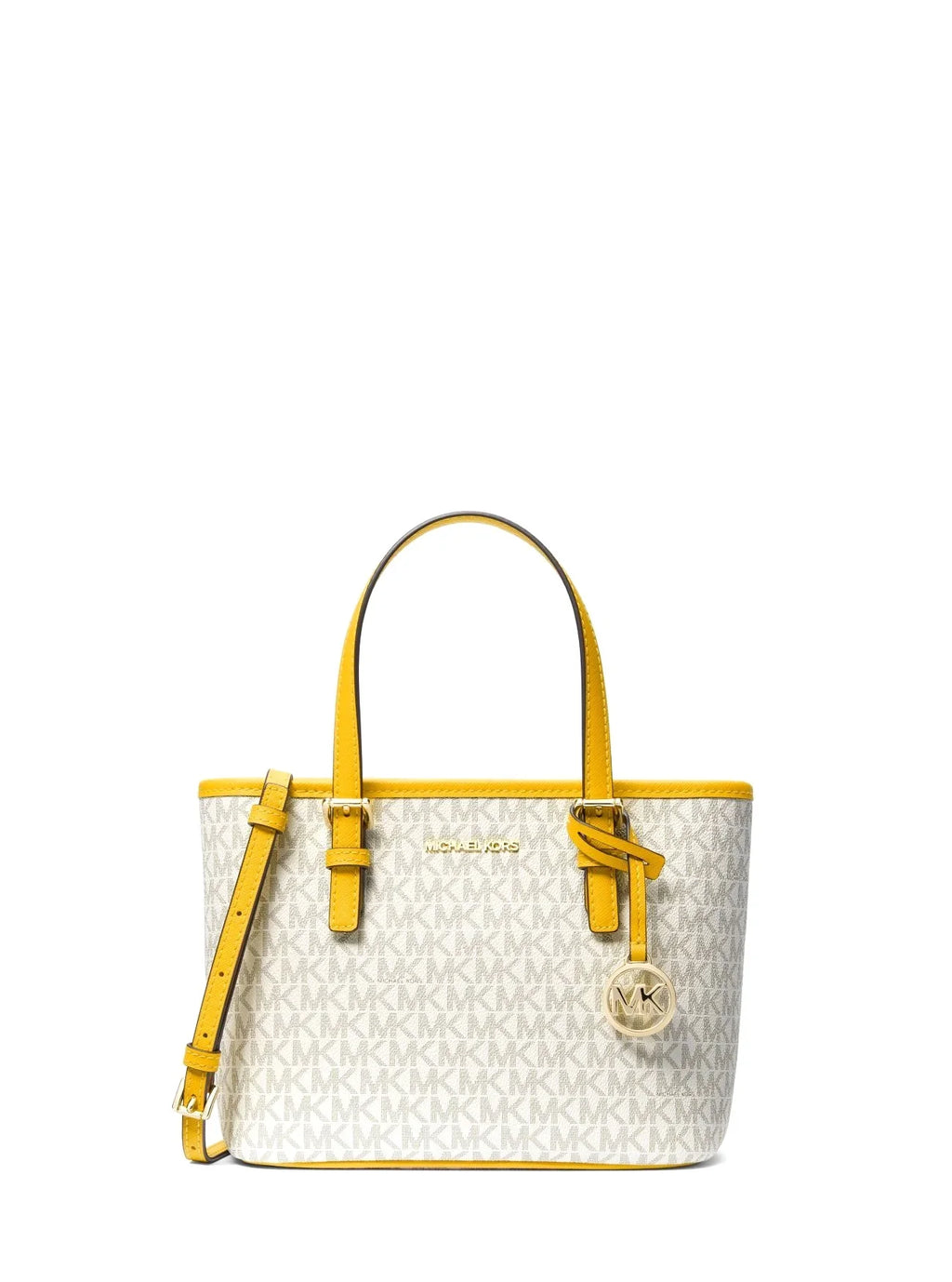 Michael Bag Logo Set Women's (Jasmine Kors Extra-Small Jet Travel Yellow Tote Multi) Top-Zip