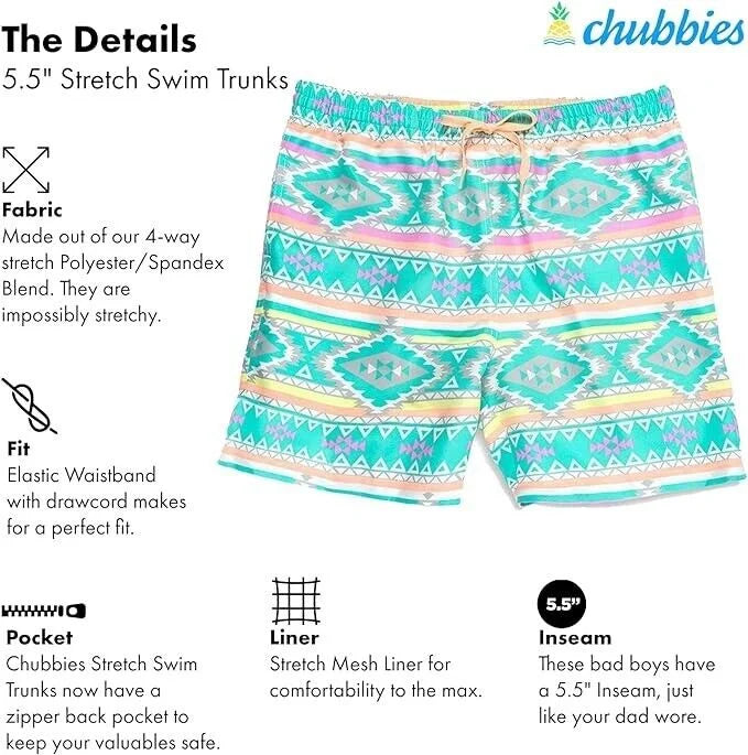 Inseam Swimming Chubbies M Men¡¯s Stretch Size Swim 5.5¡± Shorts, Board Trunks,