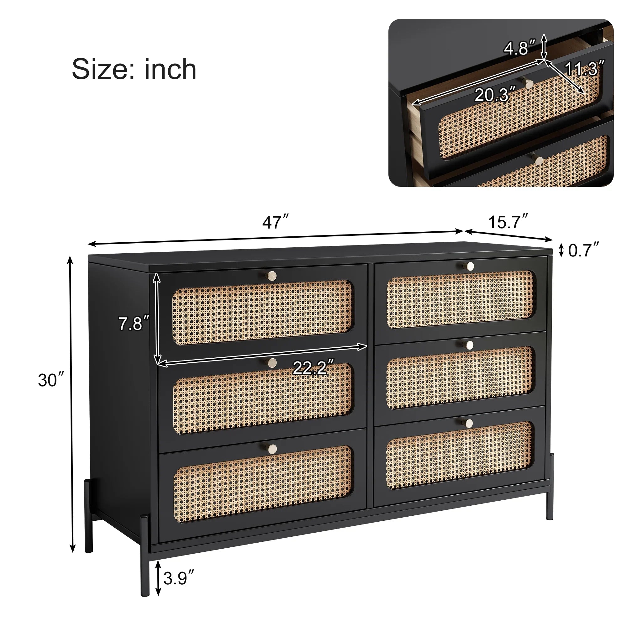 Modern Wood 3 6 Chest Tier Fresco Living Room, Bedroom, Black Drawer, Entryway, Wide of Al with Storage Accent Drawers, Dresser Cabinet for
