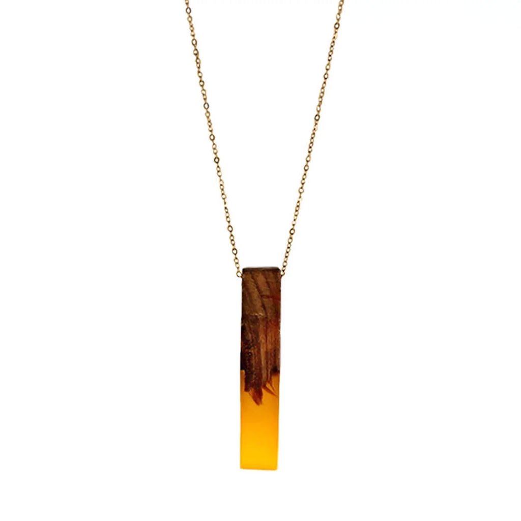 Pendant Blue Women Bar for Vertical Gift Yellow Wooden Wood Necklace Inc | Resin Box Anniversary Boutique
