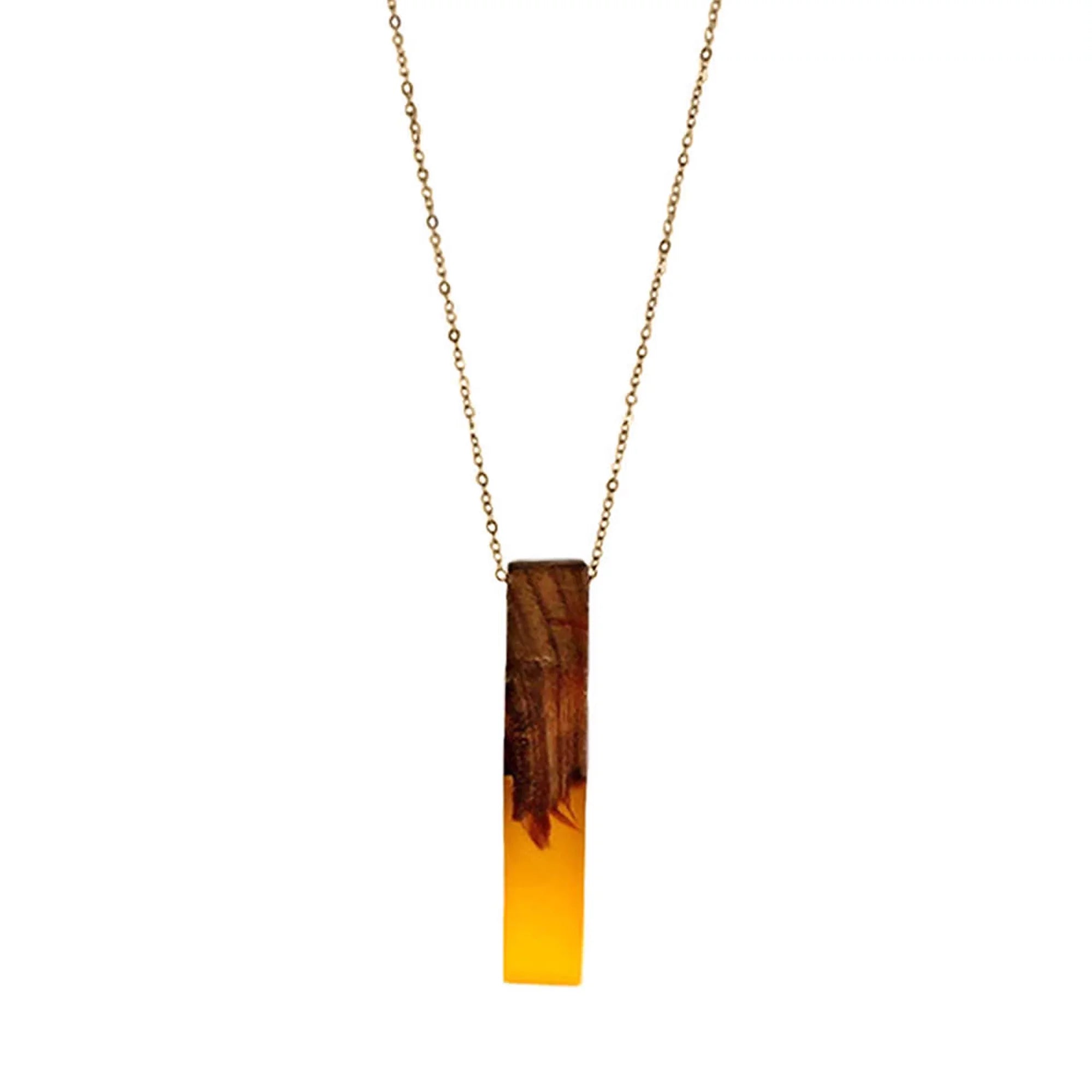 Pendant Blue Women Bar for Vertical Gift Yellow Wooden Wood Necklace Inc | Resin Box Anniversary Boutique
