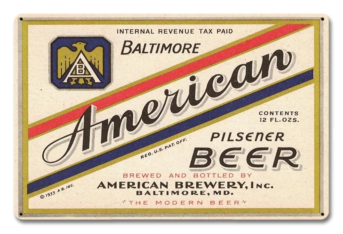 in the American with ¡°Made Beer gauge Pilsener USA steel" heavy