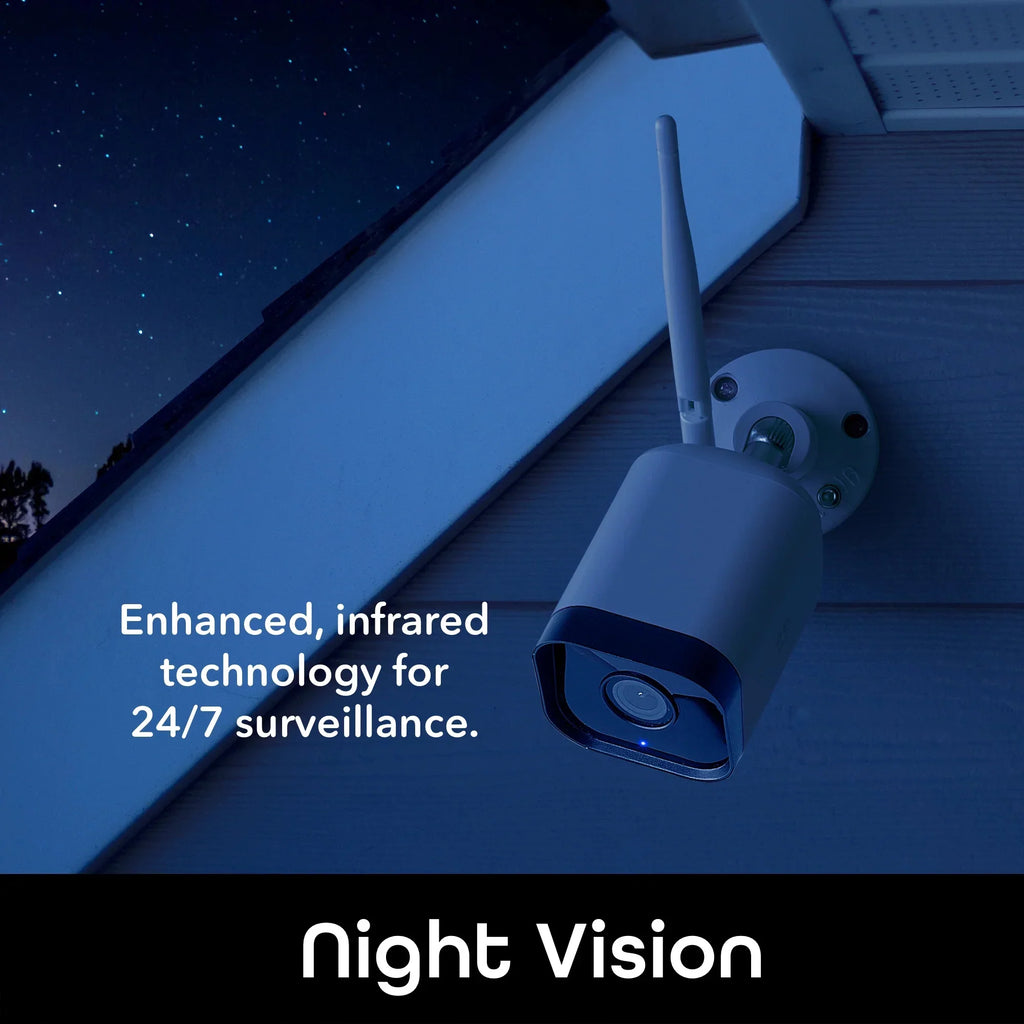 3 (Supports HD WiFi 2.4GHz Camera, Weatherproof, Security Outdoor 2-Pack Geeni Hawk IP66 1080p Only Smart Wi-Fi)