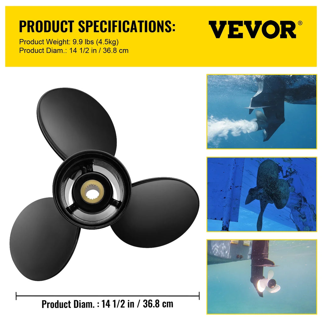 x SX Propeller, 3817468, Right-handed Replace OEM Boat Sterndrives 14.5" 3-Blade Teeth Compatible Outboard with for Penta Spline Propeller, Outboard Engine, 19 & Aluminium?Propeller VEVOR Volvo 19"