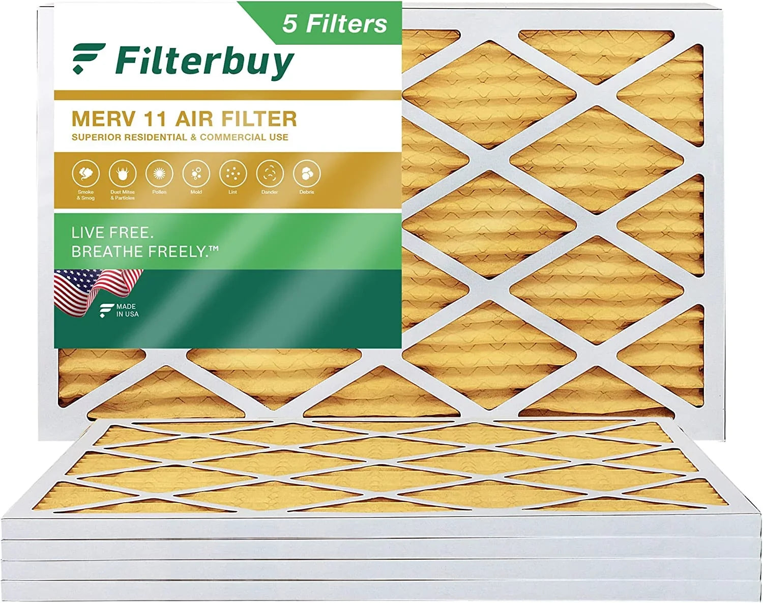 HVAC MERV Furnace 11 20x36x1 Filters Air Pleated AC Filterbuy (5-Pack)