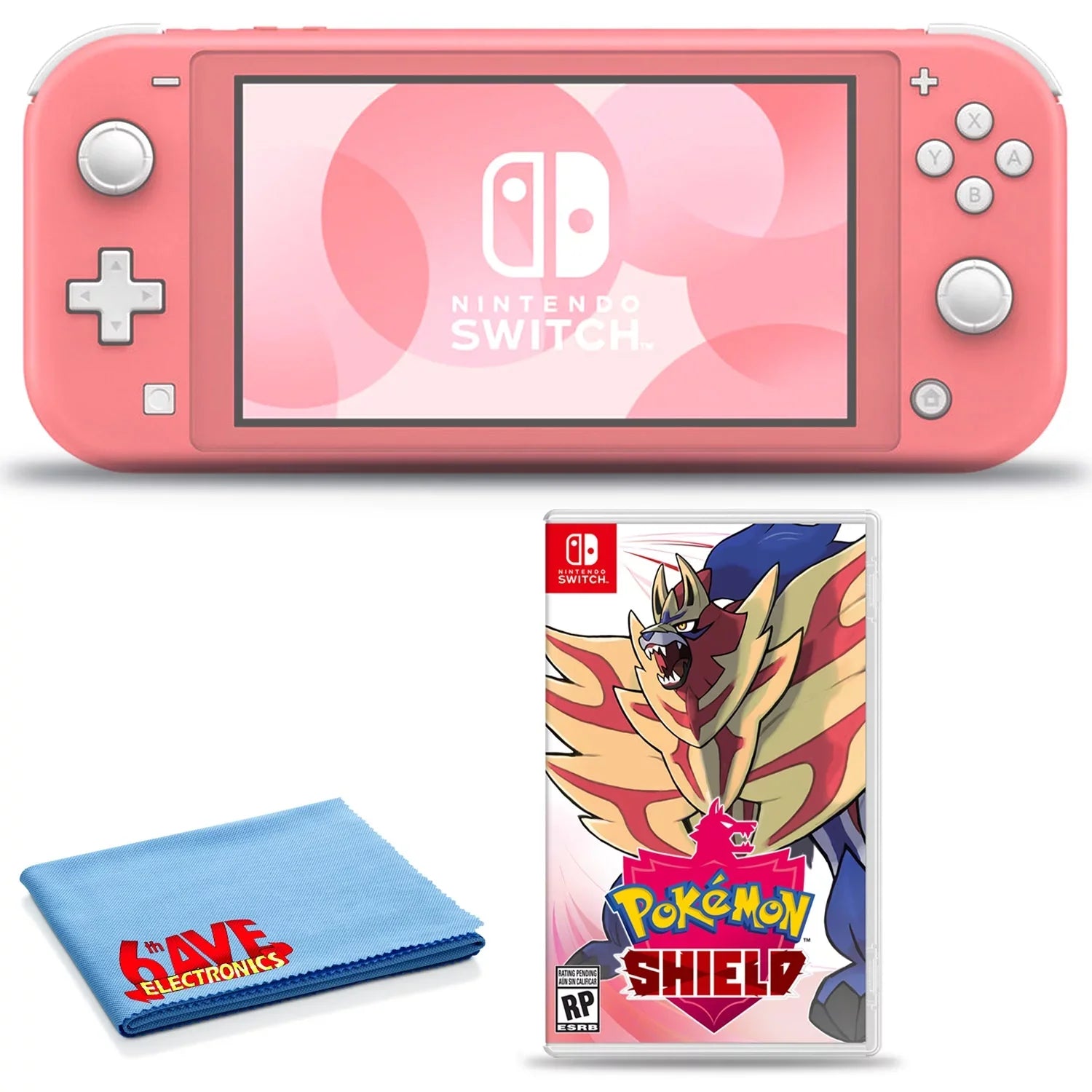 Cleaning and Nintendo Shield (Coral) Bundle Cloth 6Ave Switch Lite with Pokemon