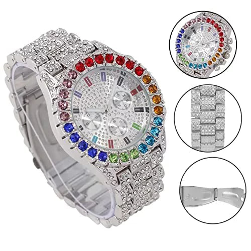 Flame Out Set. or Collection Colourful on Single Iced (ST10327CO-C Iced Blinged Combo Bracelets Charles Color Watch Raymond Out SLV) with Out Mens Sets Blast Rainbow