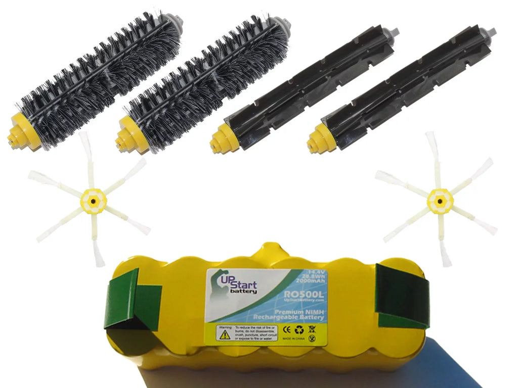 2 6-Arm Battery, 620 Bristle Includes Kit Brush 2 Flexible Brush Brushes, Flexible iRobot 2 Brushes, Battery, - 6-Arm Side Beater Brush, Side 1 Brush, Bristle Roomba Beater