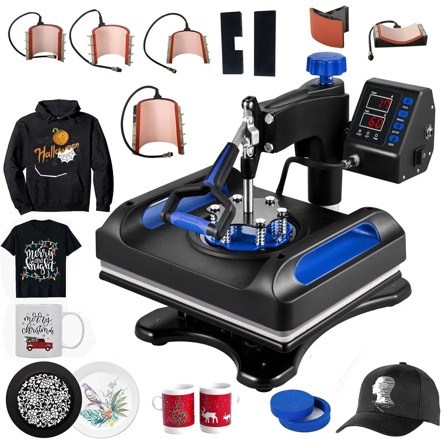 15 x Banner Printer, Pillow, T-Shirts, 1, Canvas Printer Away LCD Blue 12 Transfer Inches in Sublimation 360 Bag, 8 Digital for Control Swing Transfer Vinyl Printing, Precise Heat Press Machine