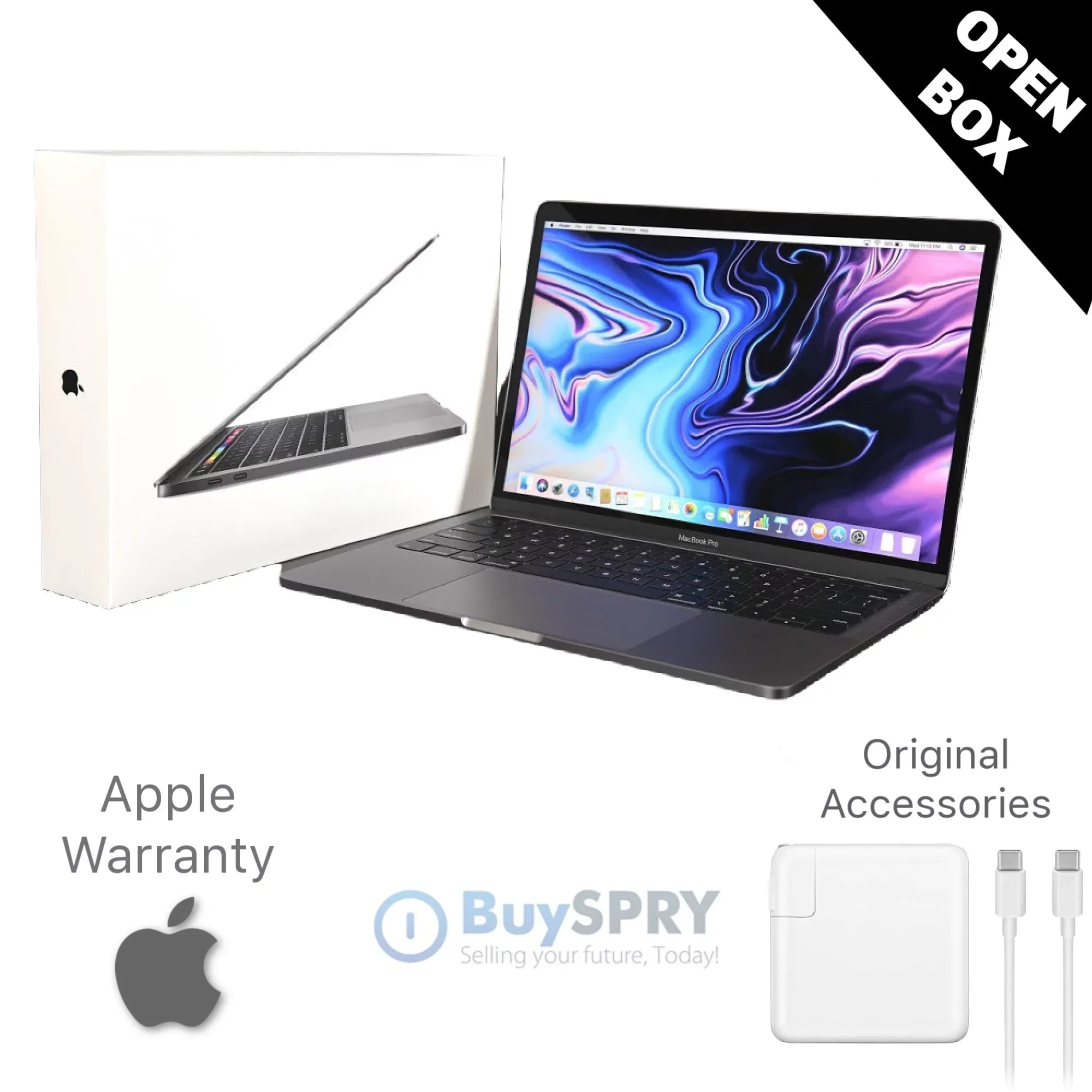 Gray Touch (2019) MacBook Bar Pro MUHN2LL/A Open 128GB Intel SSD Core Apple w/ i5 Space 13.3" Box -
