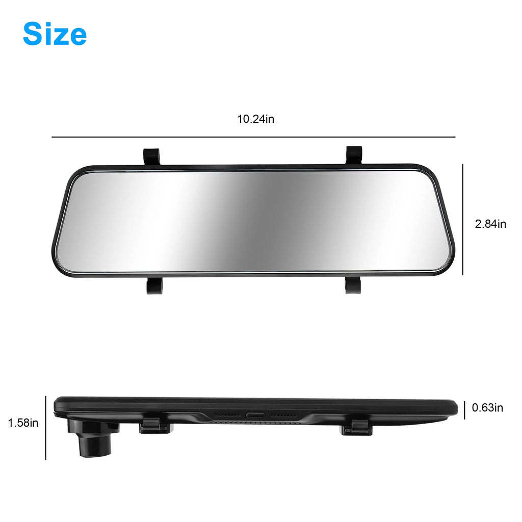 Cam Dash Car IPS View Recorder Vision, Touch TSV G-Sensor, Camera, 1080P Screen Camera, Mirror Dual Rear Night Backup Driving with