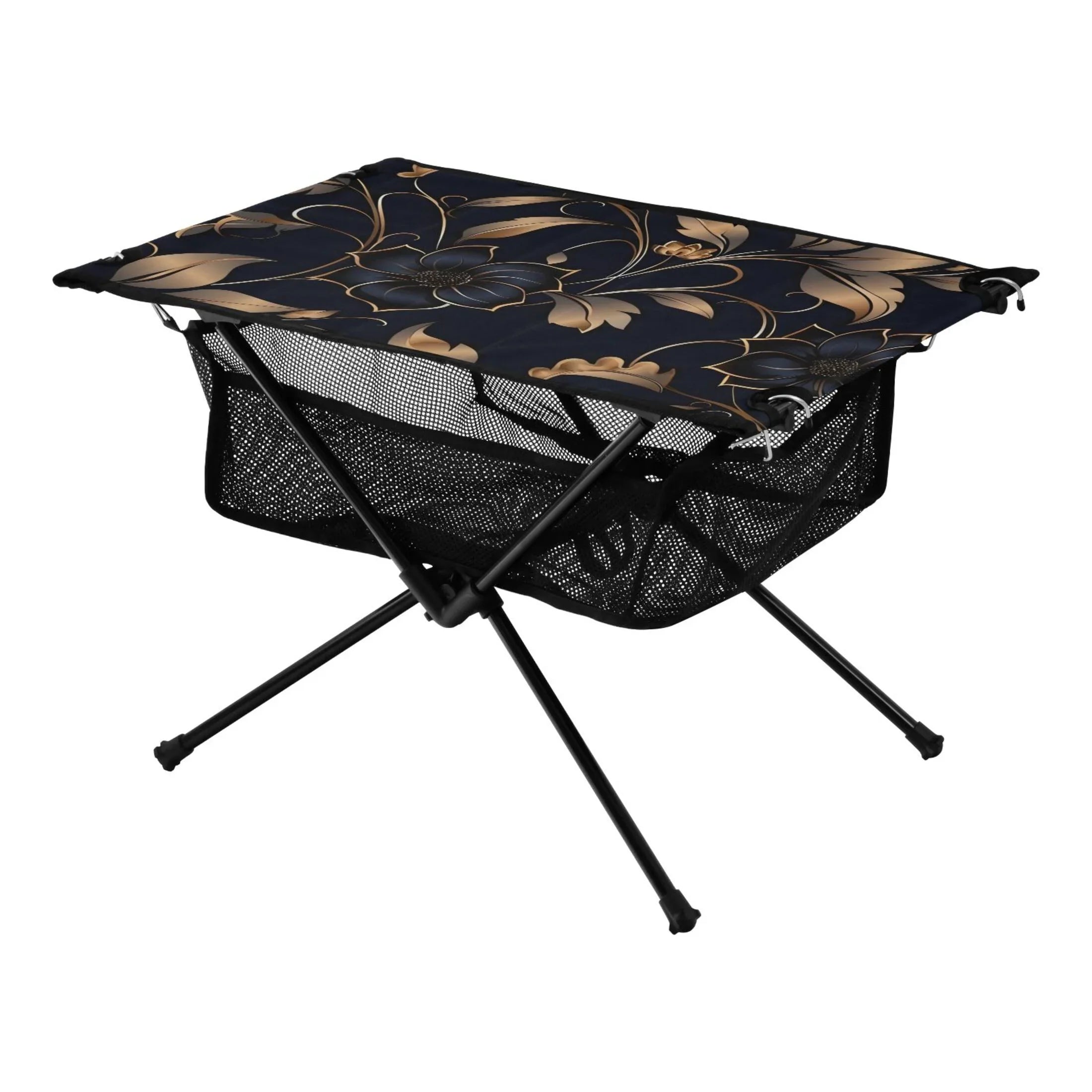 Beach Outdoor Flower Table Travel Bag Storage Fishing Table Camping for Picnic Table with Compact BBQ on Portable Folding Black