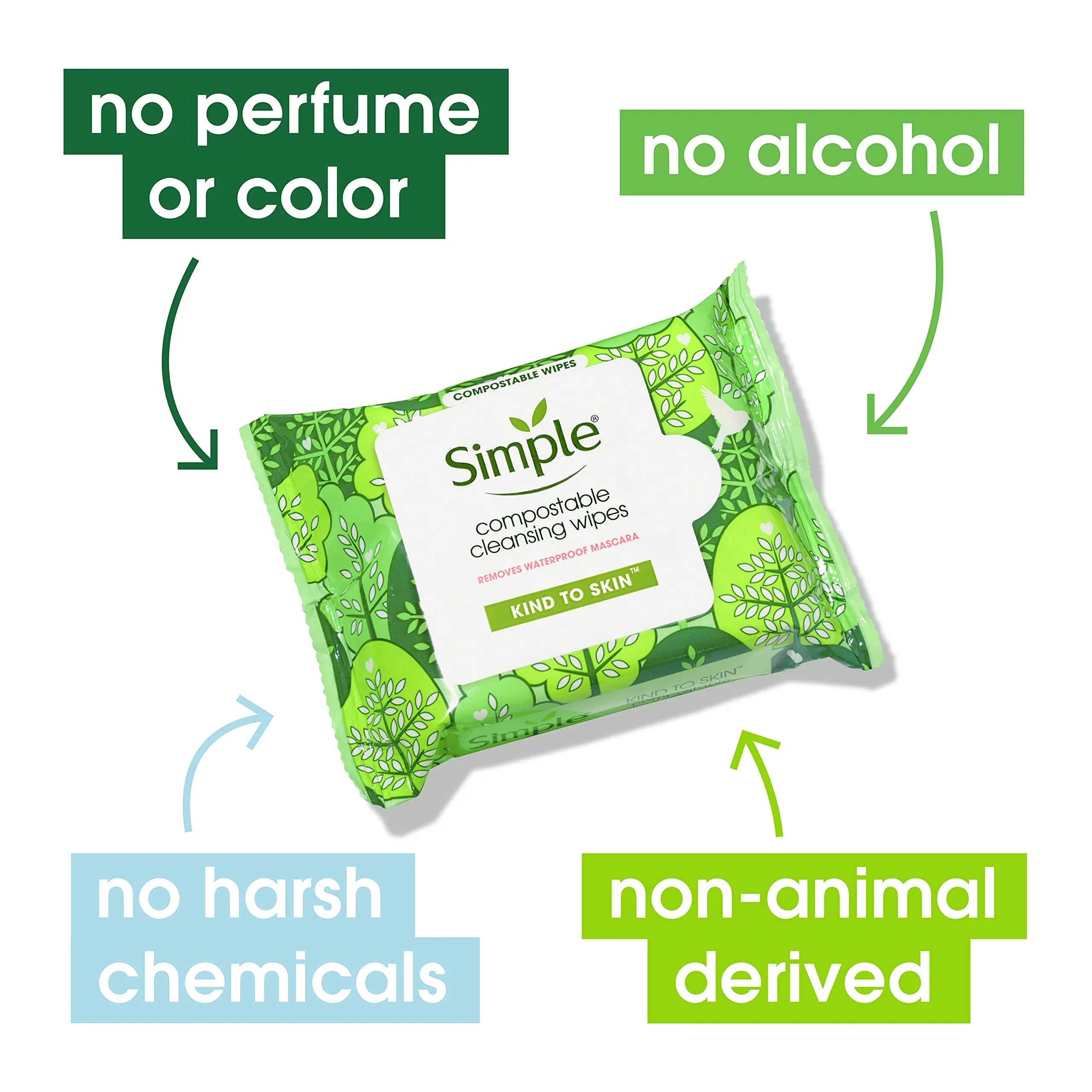 For Color, Wipes No 25 Compostable Paraben Phthalate Wipes Makeup Free, Wipes Skin Free To Facial Simple Kind Cleansing Removing Perfume Or Artificial