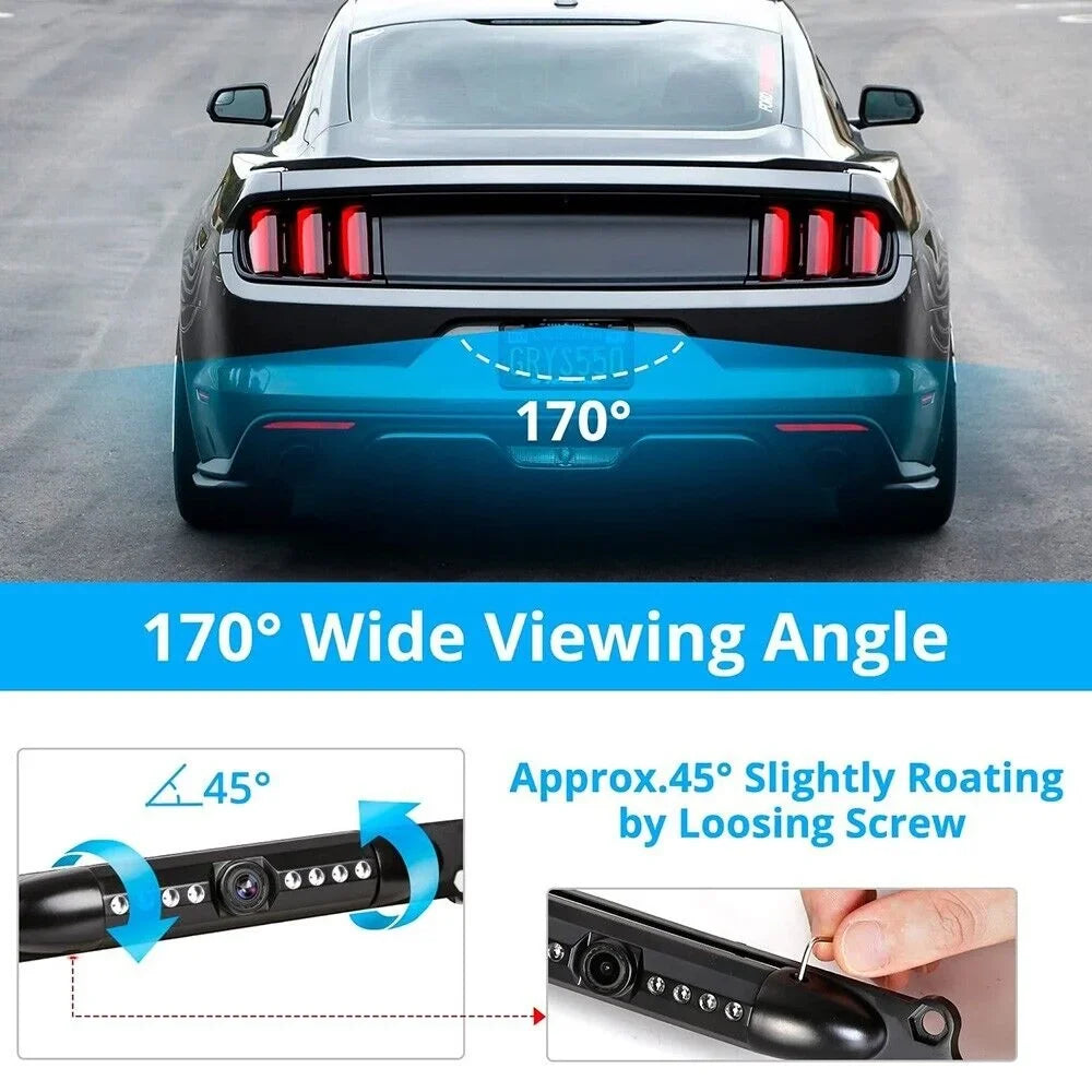License Kit LED 8 Universal Rear Reverse Backup Plate View HD Camera Waterproof