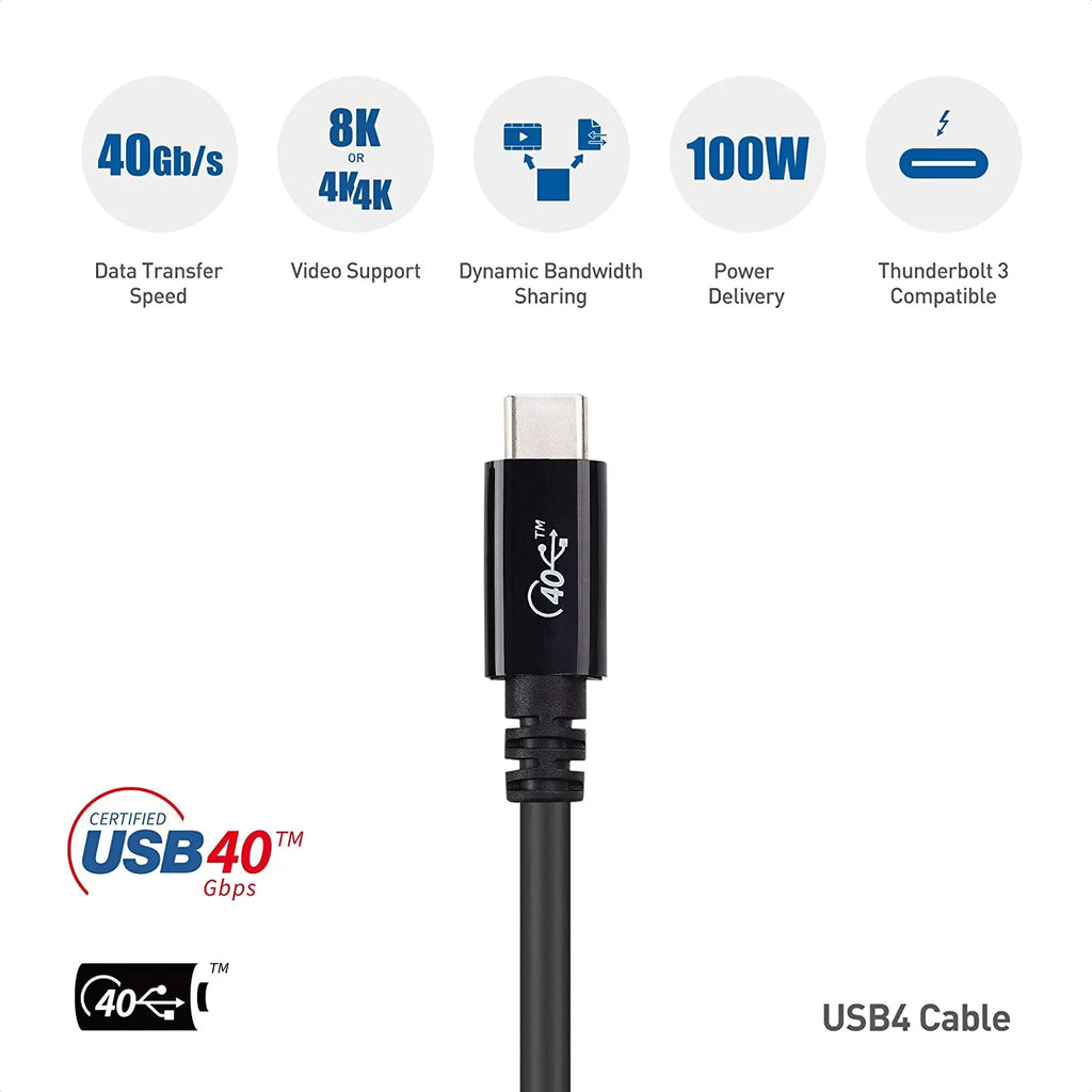for Video with 2.6 with USB4 Compatible Support, 4 MacBook, XPS, Thunderbolt Data, ft Charging, Cable 8K Cable C USB More Pro 3, and 100W [USB-IF Surface and Certified] Matters 40Gbps Thunderbolt DELL
