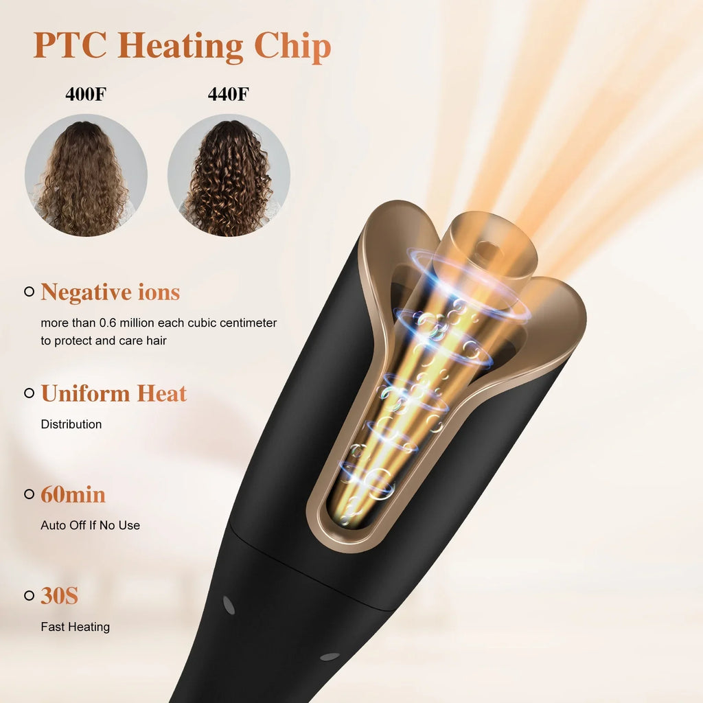 Temps,Salon Barrel 1" Curling Irons,Curling Rotating Iron Hair,Gold Large with NEXPURE Professional & Curl 4