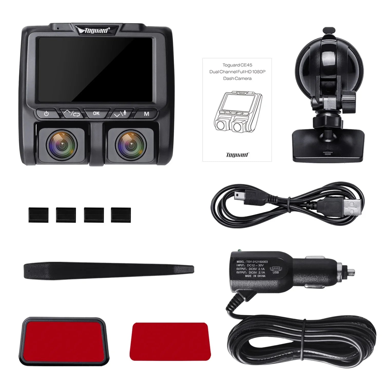 TOGUARD Camera Front Cam Parking LCD Car Inside Dual Loop and Dash 1080P G-Sensor, Vision 3" Screen Recording with Camera Monitor, Night IR Dash