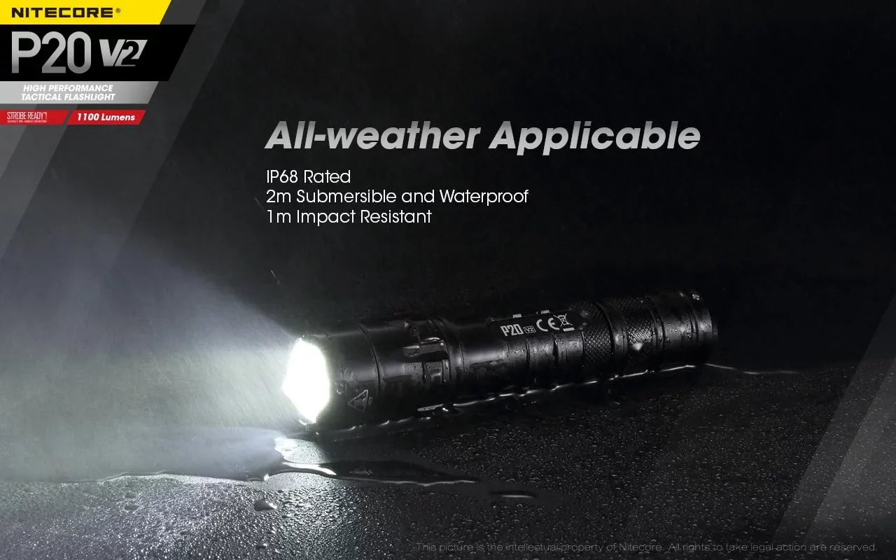 Lumens Flashlight - Batteries Charger - V2 Eco-Sensa LED XP-L2 +2x P20 Free D2 CR123A 1100 V6 w/NL183 Combo: Nitecore CREE Battery, Tactical