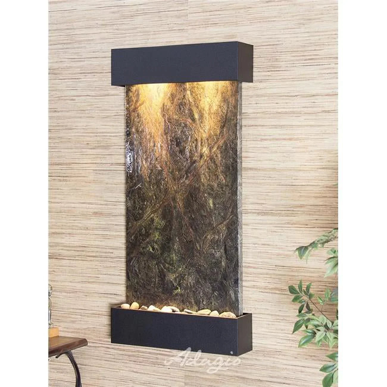 Adagio Marble Fountain Creek Black Wall Textured WCS1705 Green Whispering