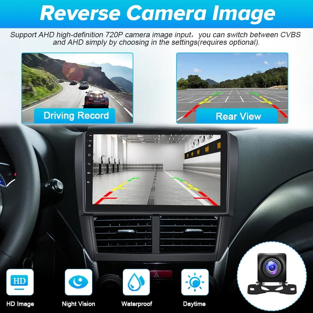 Stereo Wireless Hifi, 13 Backup 9'' Carplay Forester Bluetooth AHD 2008-2012 Podofo Camera Android Android Radio WIFI for Subaru 2+64G GPS Auto Touchscreen Car FM