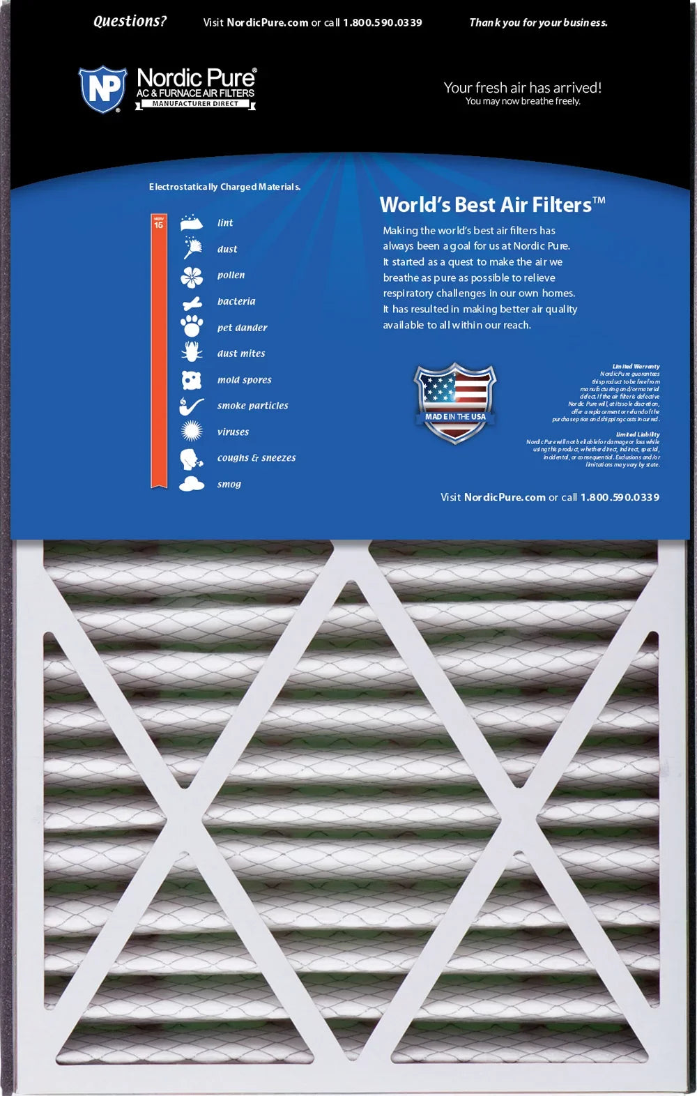 1 266649-101 Filter Cub MERV Air 16x25x3 Replacement Pack Bear Air 15
