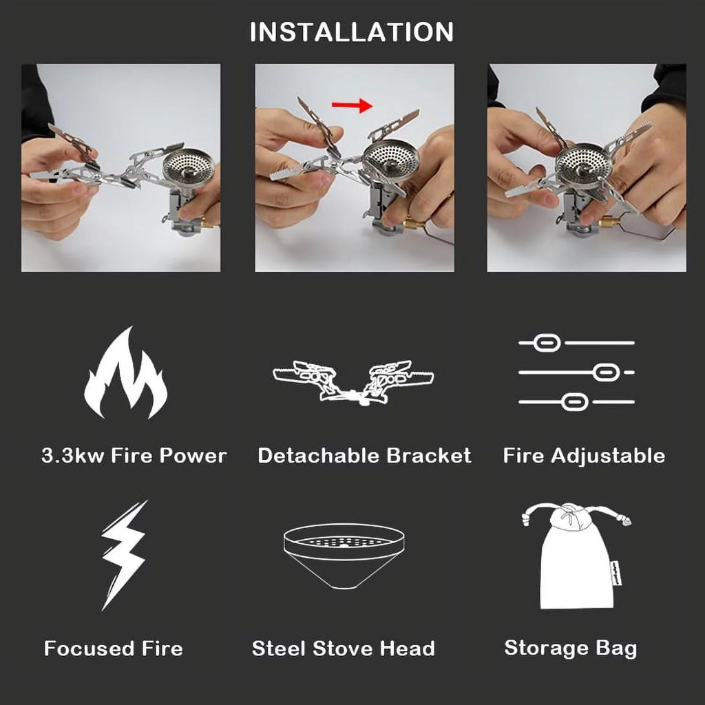 Cooking CAMPINGMOON Quick High Go on Backpacking 3300W Stove Camping Easy Efficiency Stove for and