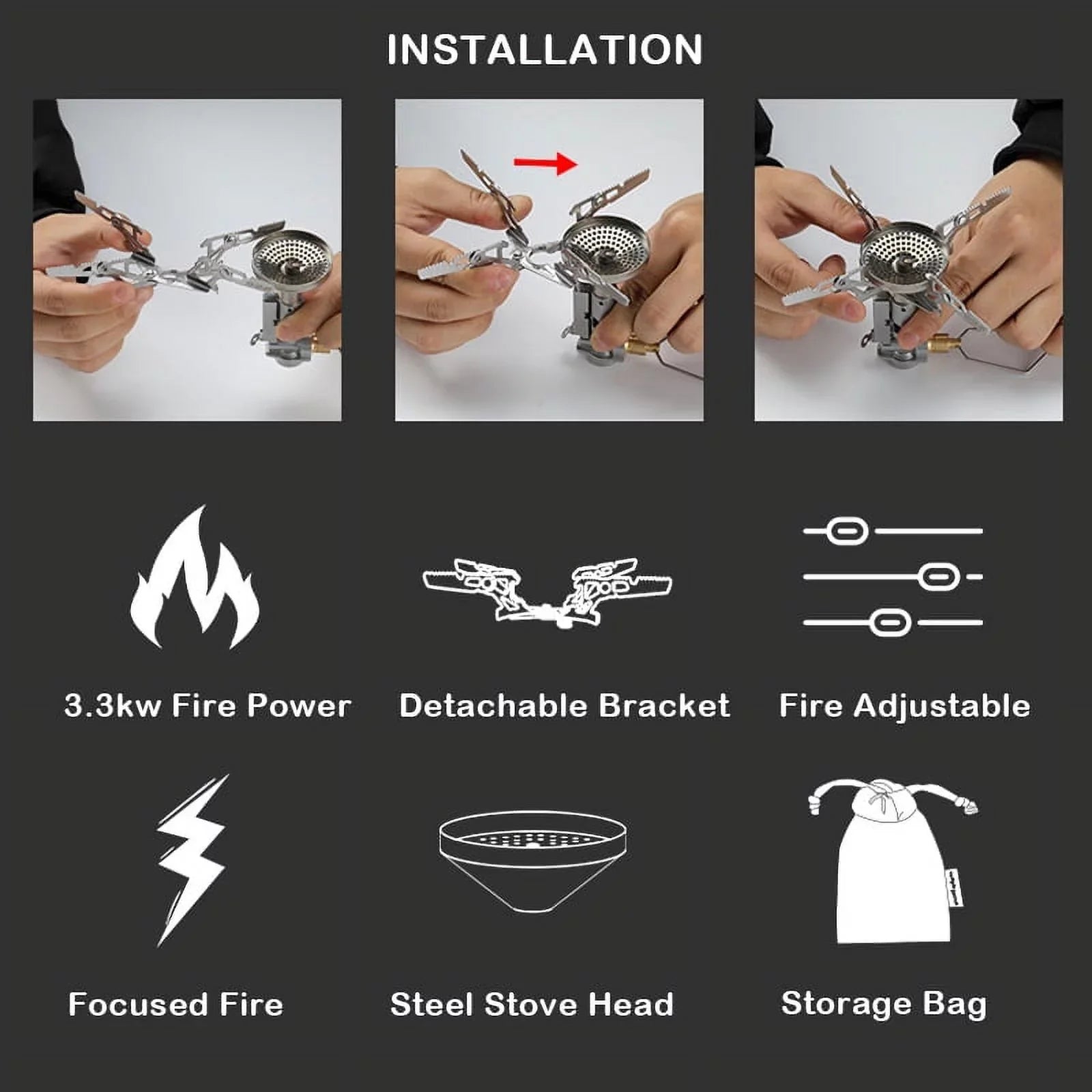 Cooking CAMPINGMOON Quick High Go on Backpacking 3300W Stove Camping Easy Efficiency Stove for and