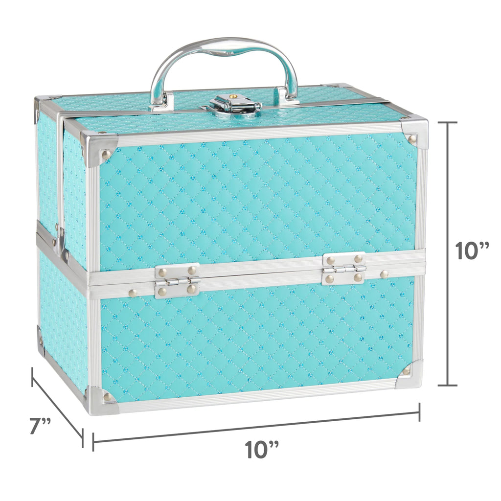 Color, Teal Train Makeup trays, 4 Cosmetics 9.85" 7.9" 6.7" Organizer, x Case x