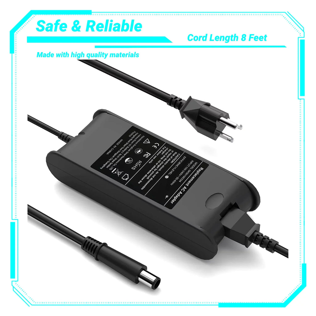 BOO Dell 19.5V Power ATG,E6500,Precision for Adapter AC Battery Charger M20 Compatible 1150,1501,6000,6400,6000D,8500,8600,D631,D800,100L,131L,XT,X300,E5400,E5500,E6400,E6400 90W KONKIN Replacement