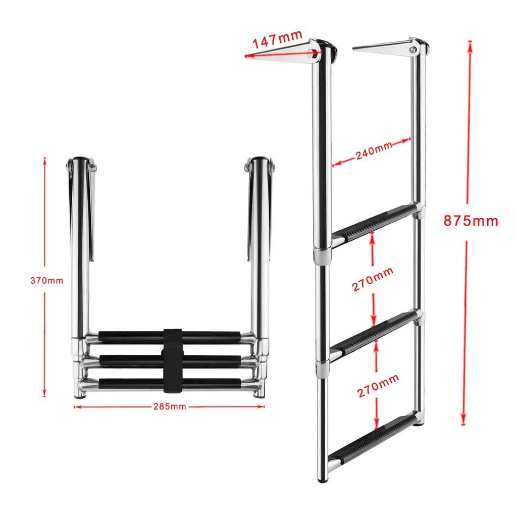 Steel Portable Pontoon Swim Telescoping Stainless Yacht/Swimming Boat Ladder Marine Pool -