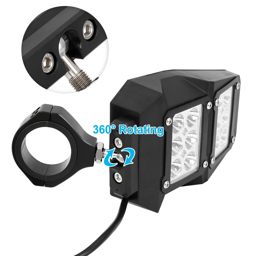 Round Black Yamaha UTV Cage Bargains 6.3" View Rear Light 1.75" Unique for Pair w Roll Mirror