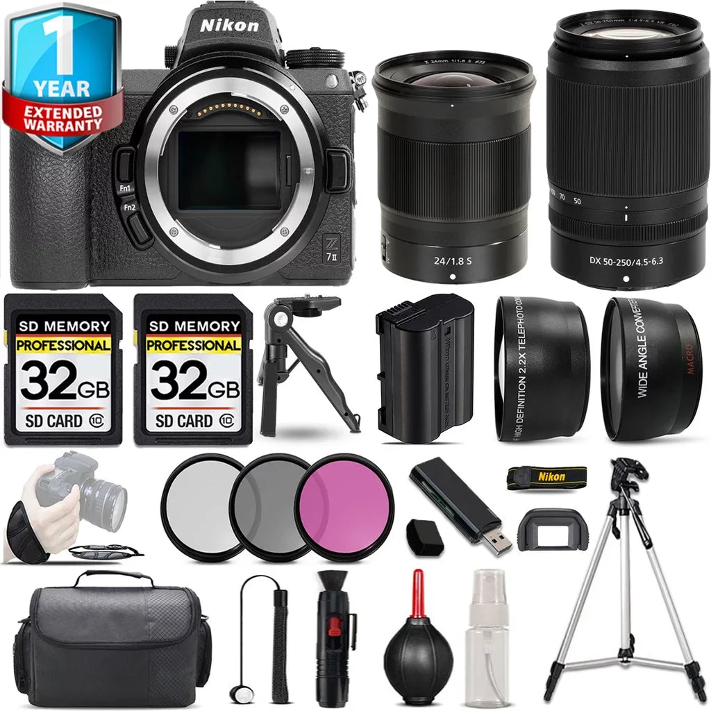 II 50-250mm f/1.8 Z7 Lens + + Filter with Nikon Handbag Camera 64GB + 3 VR Set S f/4.5-6.3 Lens + 24mm PC Mirrorless