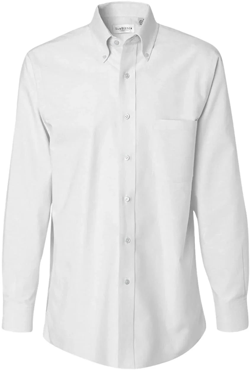 White Fit Heusen Men's Neck 32"-33" Regular Sleeve Dress Oxford 14.5" Shirt Solid Van