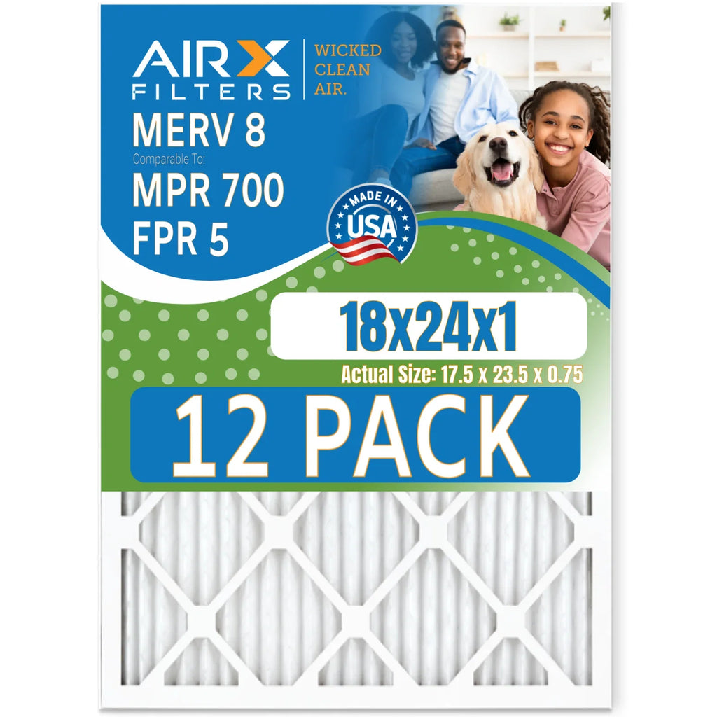 in USA MPR FILTERS MERV AIRX Air & 18x24x1 - Filters Filter to of Furnace by Rating, FPR 12 8 5 Pack 700 Comparable Made AIR. WICKED CLEAN