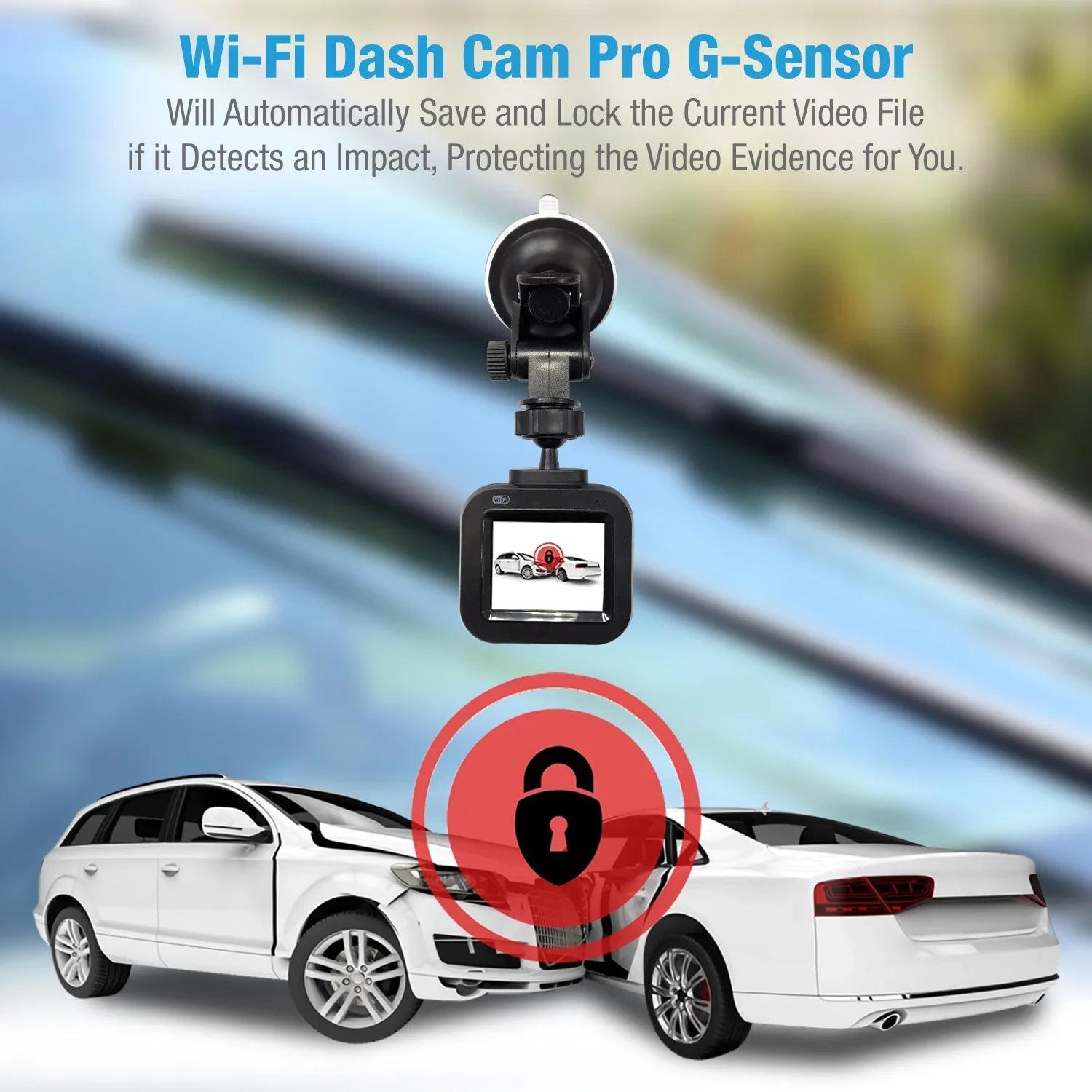 DashCam Car Wide and Full Loop Camera Recording - G-Sensor PRO Endless Angle HD Wi-Fi, 1080p Camera, with
