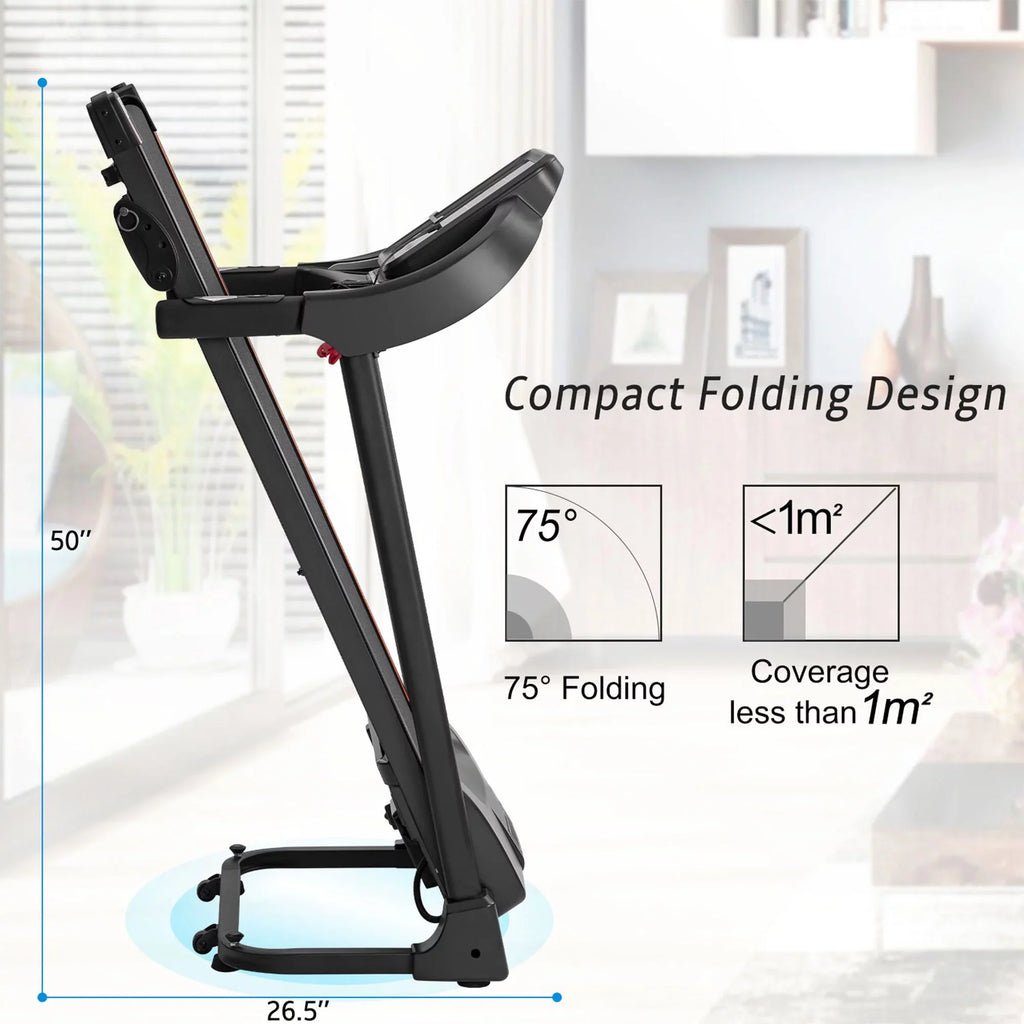 with Motorized Incline Folding Adjuster Easy and Machine Running Audio Treadmill Compact Jogging Speakers