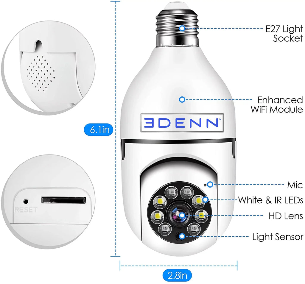 camera Edenn i-defend security bulbs pack 3