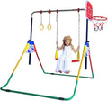 Bar Folding Junior Hoop Gym Bar for 4-in-1 Set Gymnastics Height-Adjustable Training with - Rings, Swing, Basketball Home