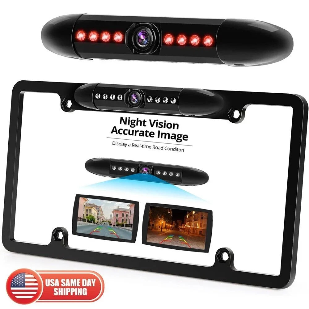 License Kit LED 8 Universal Rear Reverse Backup Plate View HD Camera Waterproof