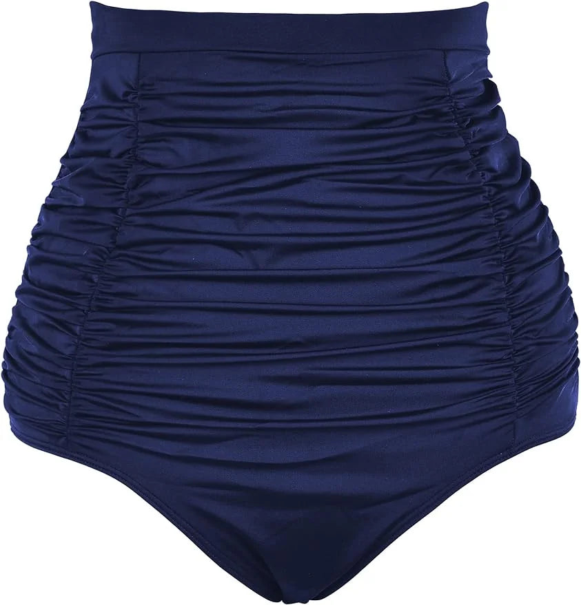 Control Swimsuits Bikini High Tummy Waisted Women's Shirred Bottoms Briefs Tankini Septangle Vintage Bottom Super