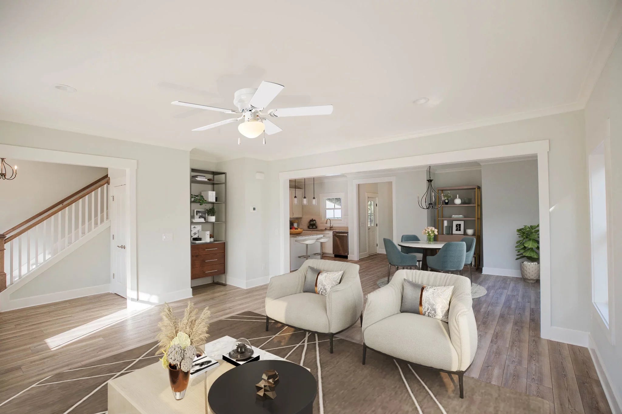 with Fan 52 Reverse Kit, Blades, Mainstays Hugger inch Airflow 5 Indoor Light Ceiling White,