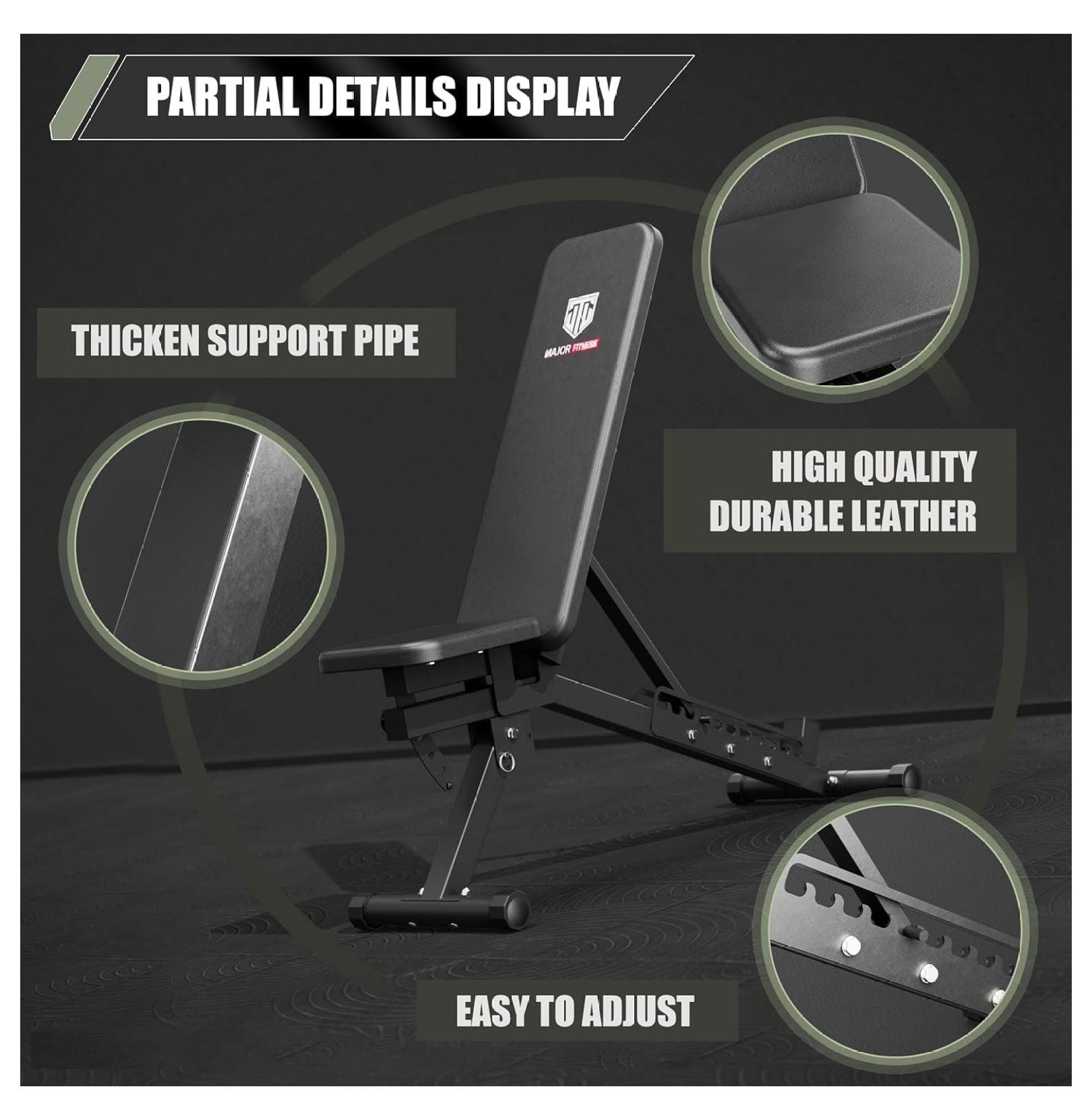 and and Workouts, Bench Weight Lifting, Capacity and Press Strength Fitness Major for Adjustable Weight Positions Gym Bench,1300 Press Bench Training 32 Garage Bench Home LBS