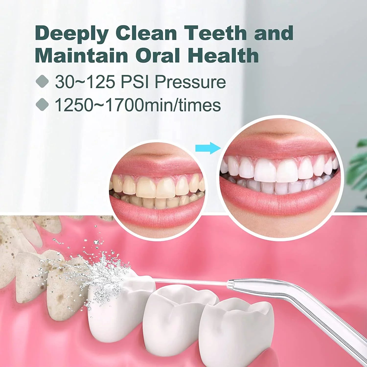 7 Braces for Teeth Multifunctional Dental Flosser Homgeek Tips Teeth Water with 10 White Cleaner Water Adjustable Pressure