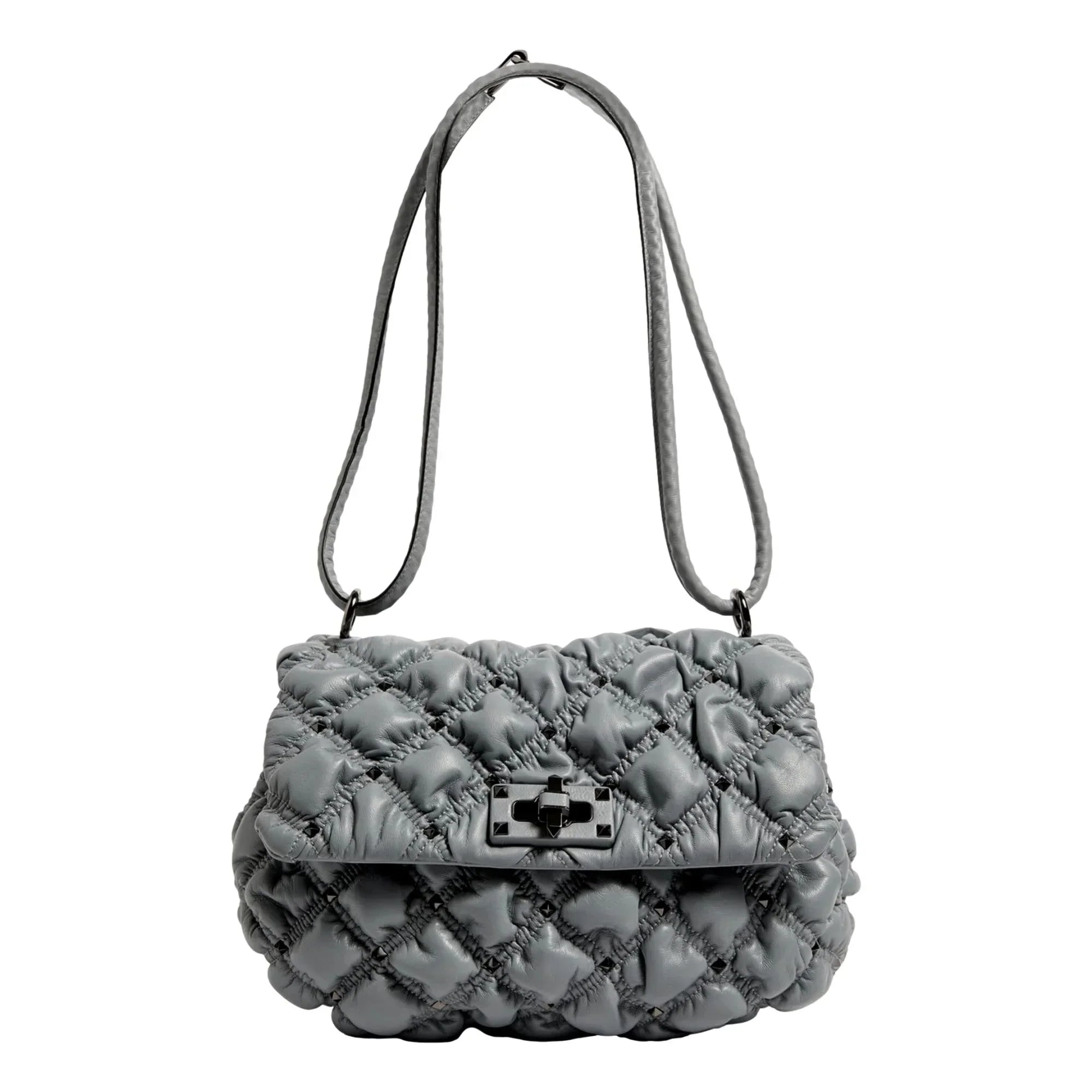 Spike Bag Gray Garavani Medium Me Leather Valentino Crossbody