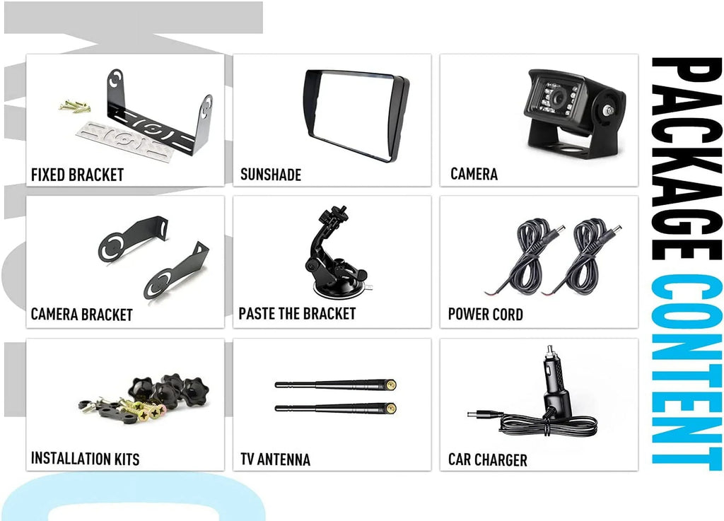 Camera Wireless Waterproof Reverse 5th System+7 Trailer Camera Truck IP69 RV Inch for ZEROXCLUB W01 Backup Wireless Wheel Rear Monitor Bus LCD