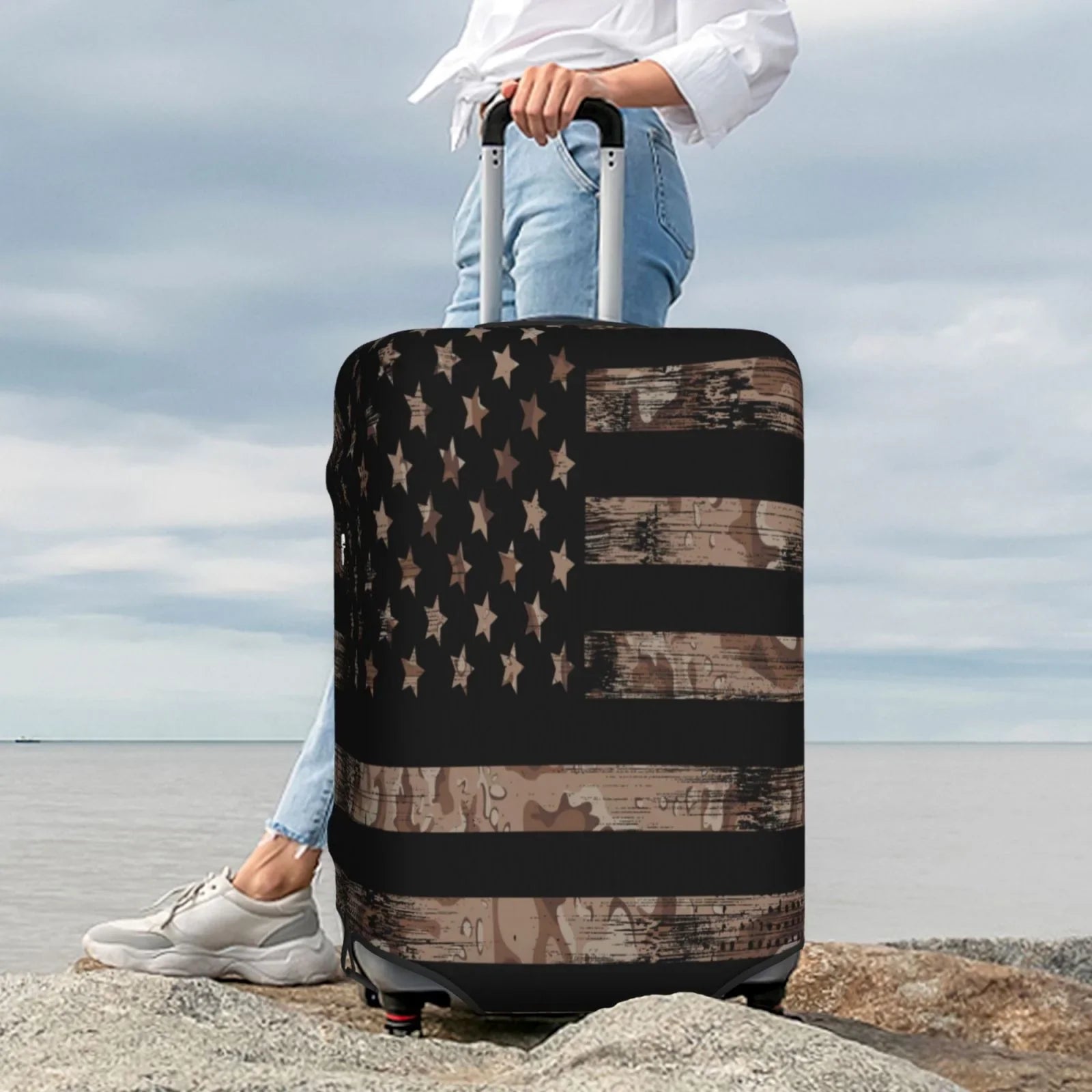 Luggage 18-32 Suitcase Fits Junzan Inch Desert Flag - With Luggage Print Protector Washable Cover American Fashion Camouflage